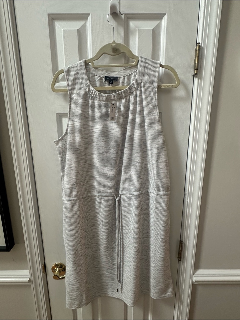 The Limited Heathered Light Gray Sleeveless Drawstring Jumpsuit